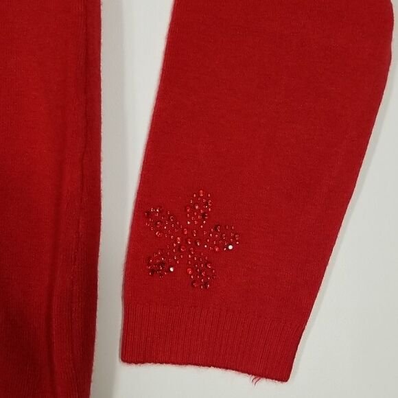 Lemon Curve Sweater Women's 2XL Long Sleeve Beaded Design Red Cotton Blend - Picture 8 of 11